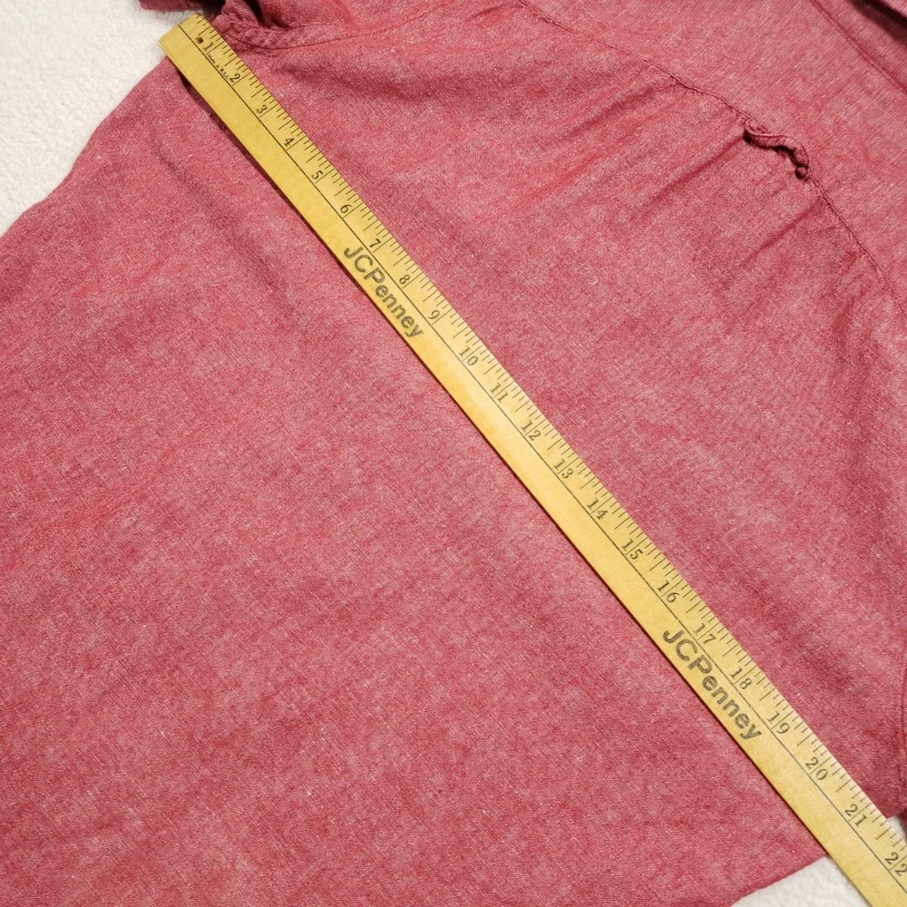 Banana Republic Linen Button Up Shirt Mens Small Red Short Sleeve Standard Fit